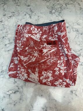 Izod Red and White Floral Hybrid Shorts